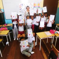 With children in classroom.