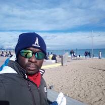 At the beach in Barcelona - very cold and windy day!