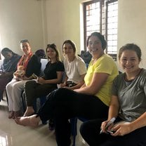 Getting ready to teach English with the other amazing volunteers