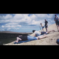 Sand dune surfing.