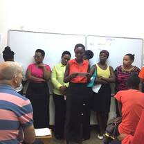 Students presenting in their business class.