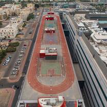 A complete sporting facility on the roof of Khalifa University's main campus including joggin track