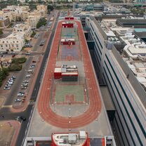 A complete sporting facility on the roof of Khalifa University's main campus including joggin track A complete sporting facility on the roof of Khalifa University's main campus including joggin track