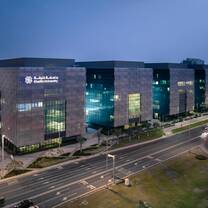 View from above: Khalifa University Main campus a sundown. A center for learning in the heart of Abu dhabi