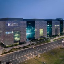 View from above: Khalifa University Main campus a sundown. A center for learning in the heart of Abu dhabi View from above: Khalifa University Main campus a sundown. A center for learning in the heart of Abu dhabi