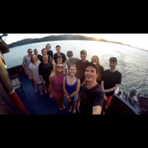 Group photo on The Rock cruise in Bay of Islands.