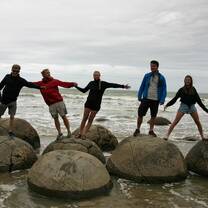 Moeraki Boulders with newly made friends