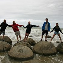 Moeraki Boulders with newly made friends