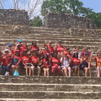 Classmates and teachers at the Al Tun Ha Temple 