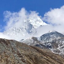 View of Ama Dablam in the clouds