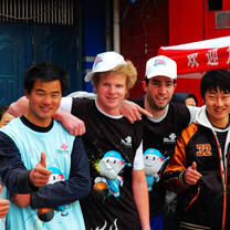 high schoole teens taking a happy photo aftre touring