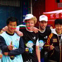 high schoole teens taking a happy photo aftre touring