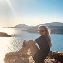 Picture of myself on the cliff by the lake of the temple of Poseidon.