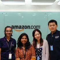 Interns from internship in china program happily taking photo with co-workers in amazon.com