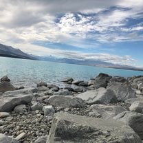 Lake Pukaki; a three hour drive from campus. There is a camping site right along the water with access to public restrooms. 