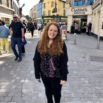 Cruising Down Shop Street! Picture of CEA student in Galway, Ireland.