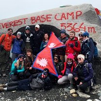 When our entire group summited base camp!