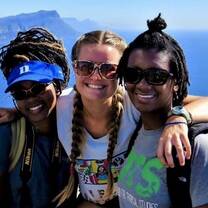 Smiling students on a hike up Table Mountain, Cape Town, South Africa.