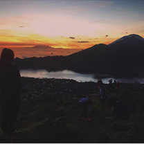 The view from top of Mount Batur, which we hiked at 4am to see the sunrise