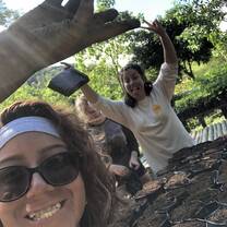 Pictured is myself and my best friend, creating the soil bags so we could later that day plant avocados individually!