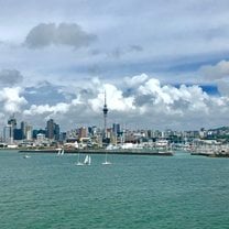 Auckland cityscape view from Harbour Bridge