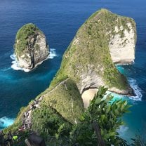 This was taken from the viewpoint at Kelingking beach. The hike down to the beach is wicked and so worth it! Wear good shoes for it!