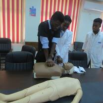 Medical healthcare participating in a medical training at our placement center in Mombasa, Kenya