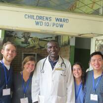 Pre healthcare interns at Coast Provincial General Hospital in Mombasa, Kenya with their mentor