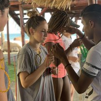 This is Felix - he is a Jiquilillo local who surfs & teaches surf lessons to volunteers. He also makes & sells bracelets to us! I asked how he makes them & without hesitation Felix dropped everything & hosted a mini bracelet making class for a few of us (: 