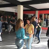 Participants learning salsa