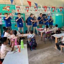 Participants teaching hand washing
