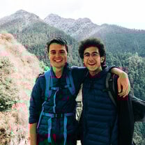Students in front of the mountains