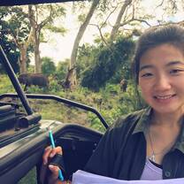 student in the field