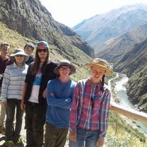 Next to a inca stone quarry near a river