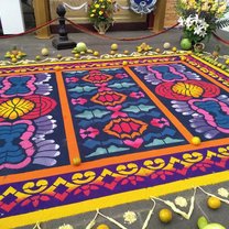 Sawdust rug in Antigua church