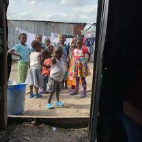 Kids waiting for us to exit a slum home so they could play 