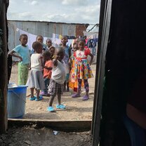 Kids in the Slums Kids waiting for us to exit a slum home so they could play