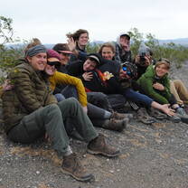 Group photo at the El Elegante Crater in Mexico.