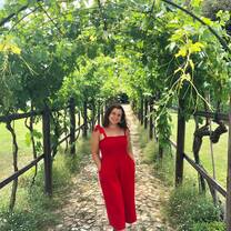 Enjoying the grounds where the wine tour was held