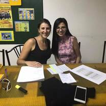 With teacher Eileen.