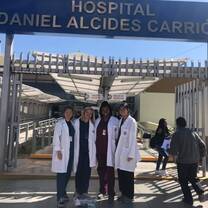 Volunteers preparing to observe in the local hospital in Huancayo. 