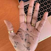Faces drawn on hand