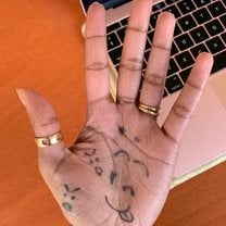 Faces drawn on hand