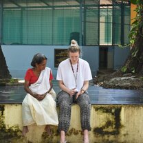 After a crafts session at a homeless settlement.