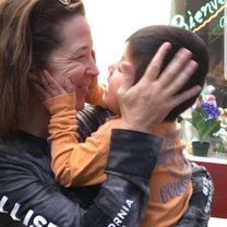 Strong connections can be made between the volunteers and the people the serve. Mary and Harold share a laugh and hug.