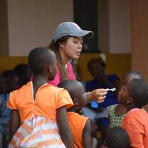 Volunteers having fun with the children of Bududa! 
