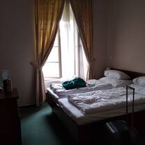 2 twin beds shoved together. 