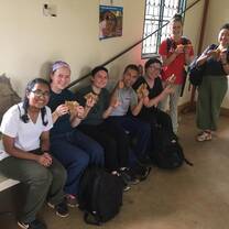 Volunteers enjoying their delicious snack! 