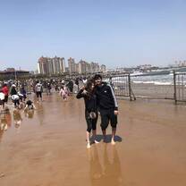 Golden beach with a Golden person