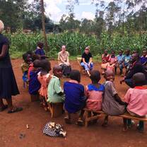 Volunteers on a health education outreach in the community. 